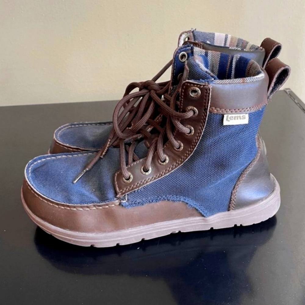 Lems Boulder Boot Navy Stout Brown Hiking Boot Men's Size EU 40 US 7